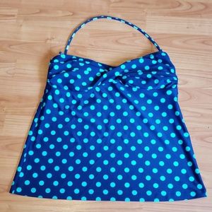 Navy & mint polka dot tankini top